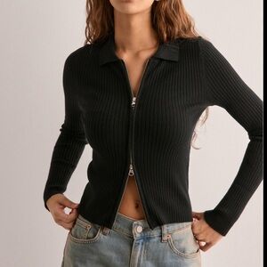 Abercrombie & Fitch Black Zip-Up Sweater long sleeve